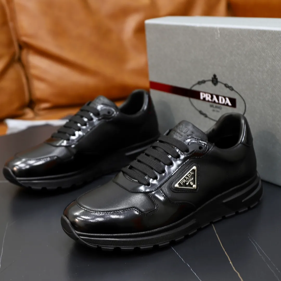 Men's shoes 💰600💰🙅‍♂️🙅‍♂️🙅‍♂️ [PRADA] Prada - High-end quality original order - Upper: Nappa calfskin, tumbled calfskin spliced stretch cloth surface, tongue high frequency brand logo - Lining: water-dyed cowhide - Outsole: ultra-light TPU foam rubber; two-color molded outsole -Ultra-high quality control and fine workmanship: outstanding (high-end, extravagance, grade) -Size: 38-44 (45 can be customized)